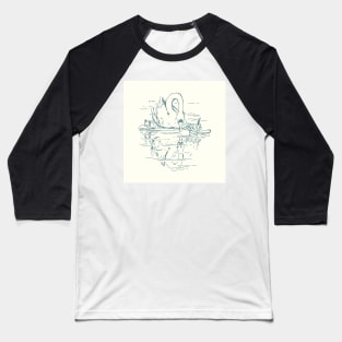 Lonely Swan Gazing at Reflection in a Lake Baseball T-Shirt